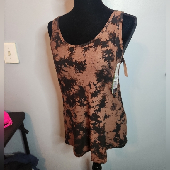 No Boundaries Size XL(15-17) Black/Brown Camo Top Fitted Scoop Tank Tie Dye - Picture 1 of 7